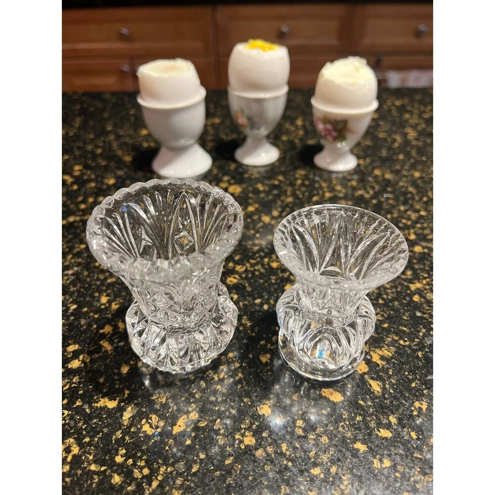 ❤️  Two (2) Crystal Egg Cups/Toothpick holders ❤️